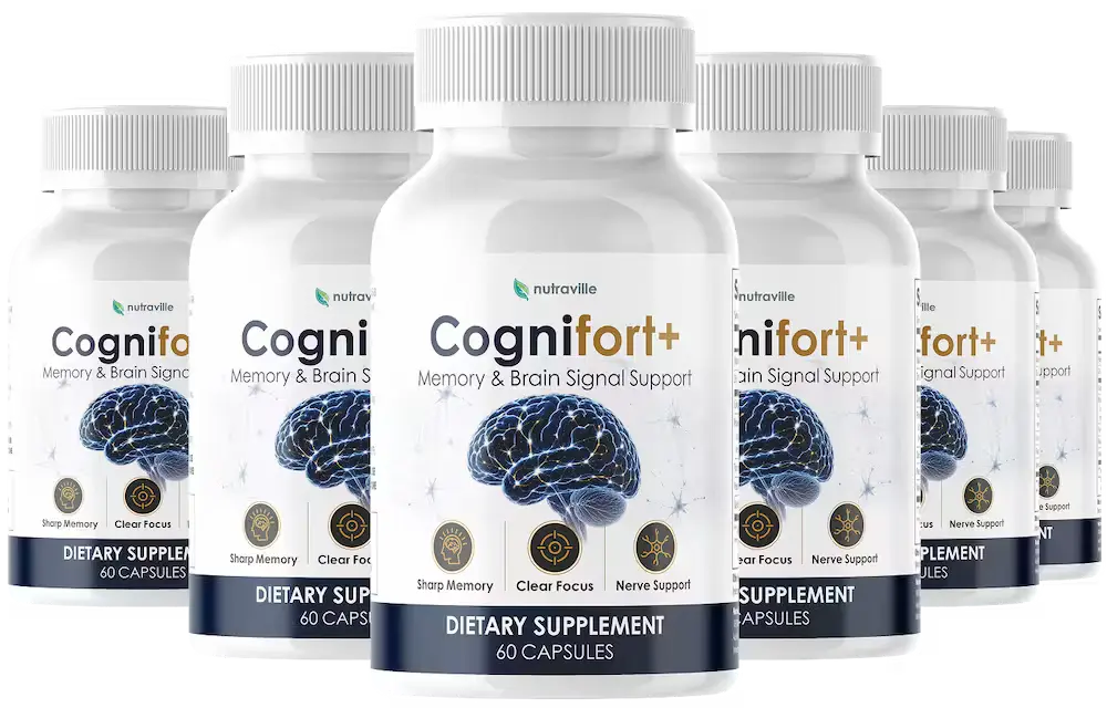 CogniFort+ brain and memory support supplement bottles, 60 capsules each