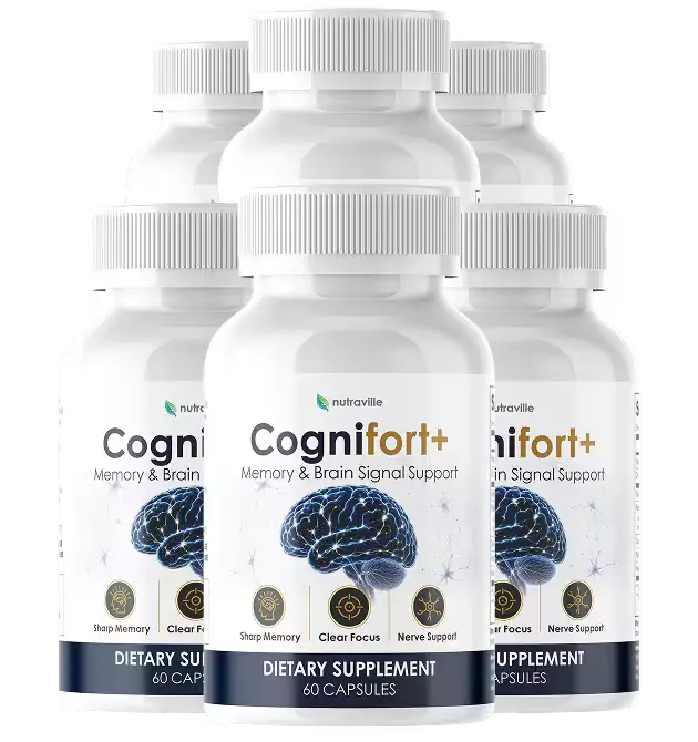 CogniFort+ memory and brain support supplement bottles, 60 capsules per bottle